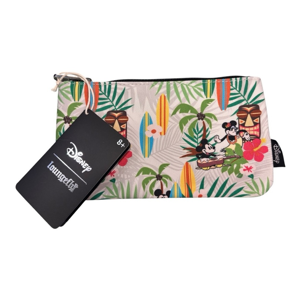 Loungefly Disney Mickey & Minnie Mouse Hawaiian Surf Zippered Nylon Pouch